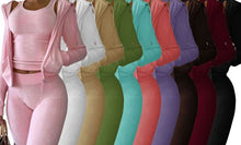 Load image into Gallery viewer, Solid Hooded Coat+Tank Top+Pants 3 Piece Sets