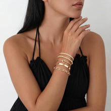 Load image into Gallery viewer, Gokeey Gold Bracelets Set for Women Non Tarnish, Waterproof 14K Gold Plated Sterling Silver Chunky Cuff Bracelet Stackable Gold Bangles Bracelet for Women Trendy Fashion Accessories Tie Knot Cuban Rope Paperclip Beaded Bracelet Stack Jewelry Mothers Day G