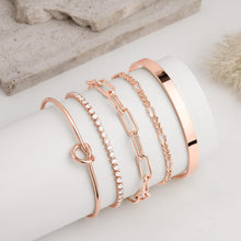 Load image into Gallery viewer, Gokeey Gold Bracelets Set for Women Non Tarnish, Waterproof 14K Gold Plated Sterling Silver Chunky Cuff Bracelet Stackable Gold Bangles Bracelet for Women Trendy Fashion Accessories Tie Knot Cuban Rope Paperclip Beaded Bracelet Stack Jewelry Mothers Day G