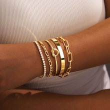Load image into Gallery viewer, Gokeey Gold Bracelets Set for Women Non Tarnish, Waterproof 14K Gold Plated Sterling Silver Chunky Cuff Bracelet Stackable Gold Bangles Bracelet for Women Trendy Fashion Accessories Tie Knot Cuban Rope Paperclip Beaded Bracelet Stack Jewelry Mothers Day G