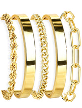 Load image into Gallery viewer, Gokeey Gold Bracelets Set for Women Non Tarnish, Waterproof 14K Gold Plated Sterling Silver Chunky Cuff Bracelet Stackable Gold Bangles Bracelet for Women Trendy Fashion Accessories Tie Knot Cuban Rope Paperclip Beaded Bracelet Stack Jewelry Mothers Day G