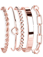 Load image into Gallery viewer, Gokeey Gold Bracelets Set for Women Non Tarnish, Waterproof 14K Gold Plated Sterling Silver Chunky Cuff Bracelet Stackable Gold Bangles Bracelet for Women Trendy Fashion Accessories Tie Knot Cuban Rope Paperclip Beaded Bracelet Stack Jewelry Mothers Day G