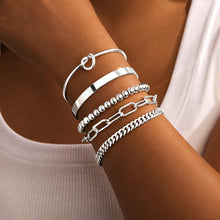 Load image into Gallery viewer, Gokeey Gold Bracelets Set for Women Non Tarnish, Waterproof 14K Gold Plated Sterling Silver Chunky Cuff Bracelet Stackable Gold Bangles Bracelet for Women Trendy Fashion Accessories Tie Knot Cuban Rope Paperclip Beaded Bracelet Stack Jewelry Mothers Day G