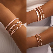 Load image into Gallery viewer, Gokeey Gold Bracelets Set for Women Non Tarnish, Waterproof 14K Gold Plated Sterling Silver Chunky Cuff Bracelet Stackable Gold Bangles Bracelet for Women Trendy Fashion Accessories Tie Knot Cuban Rope Paperclip Beaded Bracelet Stack Jewelry Mothers Day G