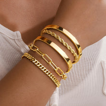 Load image into Gallery viewer, Gokeey Gold Bracelets Set for Women Non Tarnish, Waterproof 14K Gold Plated Sterling Silver Chunky Cuff Bracelet Stackable Gold Bangles Bracelet for Women Trendy Fashion Accessories Tie Knot Cuban Rope Paperclip Beaded Bracelet Stack Jewelry Mothers Day G