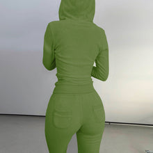 Load image into Gallery viewer, Solid Hooded Coat+Tank Top+Pants 3 Piece Sets
