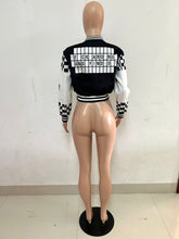 Load image into Gallery viewer, Ribbed Color Block Print Baseball Jacket