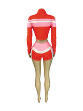 Load image into Gallery viewer, Print Long Sleeve Wrap Tie Up Short 3 Piece Set