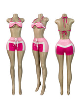 Load image into Gallery viewer, Print Long Sleeve Wrap Tie Up Short 3 Piece Set