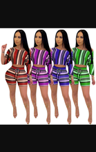 Load image into Gallery viewer, Plus Size Multicolor Striped Tops Shorts Two Piece Set