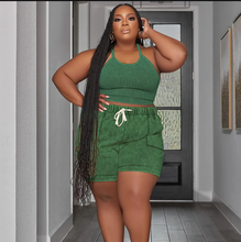 Load image into Gallery viewer, Plus Size Solid Vest And Shorts Two Piece Set