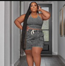 Load image into Gallery viewer, Plus Size Solid Vest And Shorts Two Piece Set