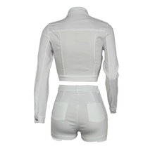 Load image into Gallery viewer, Solid Color Long Sleeve Casual Two Piece Shorts Set