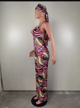 Load image into Gallery viewer, Sleeveless Sling Painted Print Backless jumpsuit(With Headscarf)