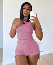 Load image into Gallery viewer, Solid Tank Top Drawstring Shorts 2 Piece Sets