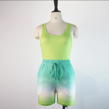 Load image into Gallery viewer, Casual Tank Top+Gradient Shorts Two Piece Sets