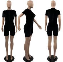 Load image into Gallery viewer, Velvet Short Sleeve Solid Romper