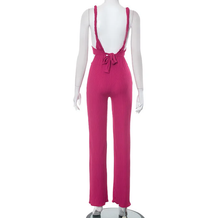 Load image into Gallery viewer, Solid Deep V Neck Bandage Backless Jumpsuit