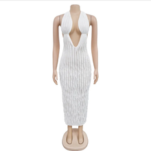Load image into Gallery viewer, Solid Hollow Out Wave Pattern Sexy Long Dress