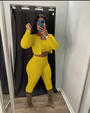 Load image into Gallery viewer, Solid Knit Sweater Slim Cardigan Three Piece Set