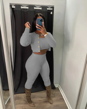 Load image into Gallery viewer, Solid Knit Sweater Slim Cardigan Three Piece Set