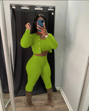 Load image into Gallery viewer, Solid Knit Sweater Slim Cardigan Three Piece Set