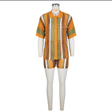 Load image into Gallery viewer, Contrast Color Hollow Out Knit Two Piece Shorts Set