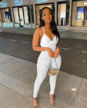Load image into Gallery viewer, Sexy Solid V Neck Backless Cross Strap Tight Jumpsuit