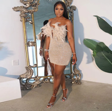 Load image into Gallery viewer, Sexy Feather Hot Diamond Beaded Dress