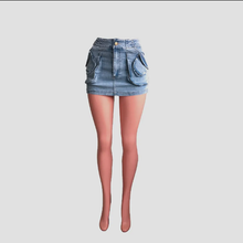 Load image into Gallery viewer, Fashion Pocket Patchwork Denim Skirt