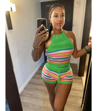 Load image into Gallery viewer, Print Backless Halter Tight Knit Two Piece Set