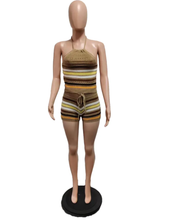 Load image into Gallery viewer, Print Backless Halter Tight Knit Two Piece Set