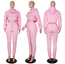 Load image into Gallery viewer, Solid Cropped Hoodie+Tank Top+Pants 3 Piece Sets