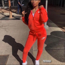 Load image into Gallery viewer, Plus Size Sports Fashion Casual Hood Coat Pants 2 Piece Set
