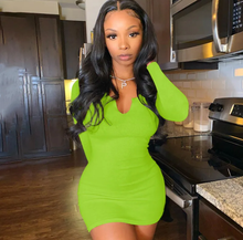 Load image into Gallery viewer, Solid Color Long Sleeve Slim Mini Dress