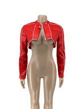 Load image into Gallery viewer, Leather Patchwork Long Sleeve Short Jacket