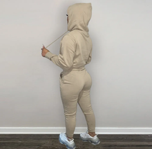 Load image into Gallery viewer, Plush Long Sleeve Zipper Hooded Sweashirts And Sports Pant Two Piece Set