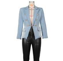 Load image into Gallery viewer, Fashion Double Breasted Denim Jacket Coats