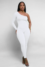 Load image into Gallery viewer, Solid Color Single Shoulder Slim Jumpsuit