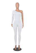 Load image into Gallery viewer, Solid Color Single Shoulder Slim Jumpsuit