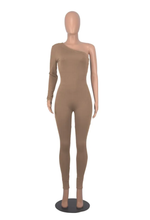 Load image into Gallery viewer, Solid Color Single Shoulder Slim Jumpsuit