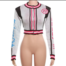 Load image into Gallery viewer, Contrast Color Print Zipper Tops And Skirts Sport Two Piece Set