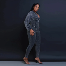 Load image into Gallery viewer, Patchwork Solid Color V Neck Jumpsuit