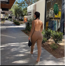 Load image into Gallery viewer, Solid Color Backless Hem Slit Jumpsuit