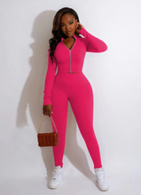 Load image into Gallery viewer, Solid Long Sleeve Zipper 2 Piece Pants Sets
