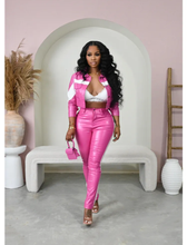 Load image into Gallery viewer, Color Contrast Buttoned Lapel Two Piece Pant Set