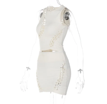 Load image into Gallery viewer, Solid Color Hollow Out Sleeveless Two Piece Skirt Set