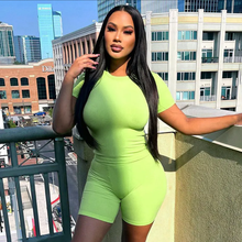Load image into Gallery viewer, Solid Color Skinny Short Sleeve Top Shorts Casual Suit