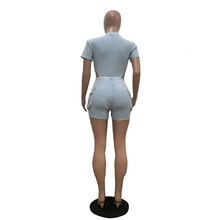 Load image into Gallery viewer, Solid Color Rib Bodysuit And Shorts 2 Piece Set