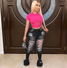 Load image into Gallery viewer, Plus Size 4XL Denim Ripped Hole Flared Jeans Pants